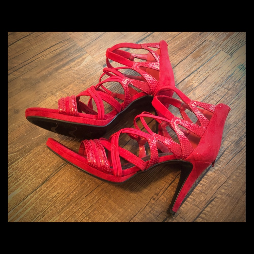 Strappy red sandals!